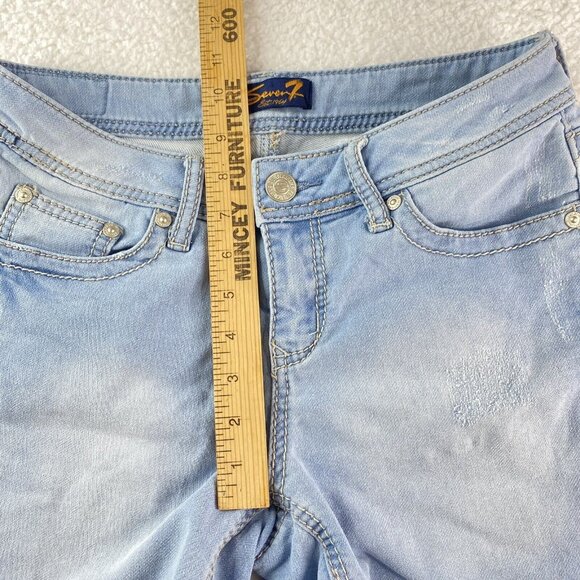 Seven7 Jean Shorts Womems 4 Distressed Blue 28x5.5 Stretch Demin Low Rise - Picture 6 of 16